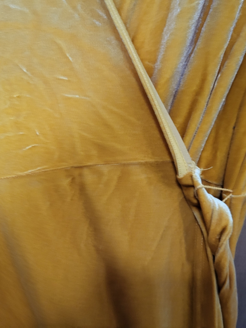 Modcloth Mustard Yellow Velvet Maxi Wrap Dress - Picture 4 of 4